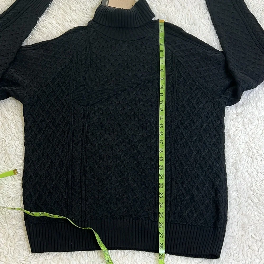 Nike Cable Knit Sweater Turtleneck Black Size Medium Mens Loose Fit - Picture 15 of 16